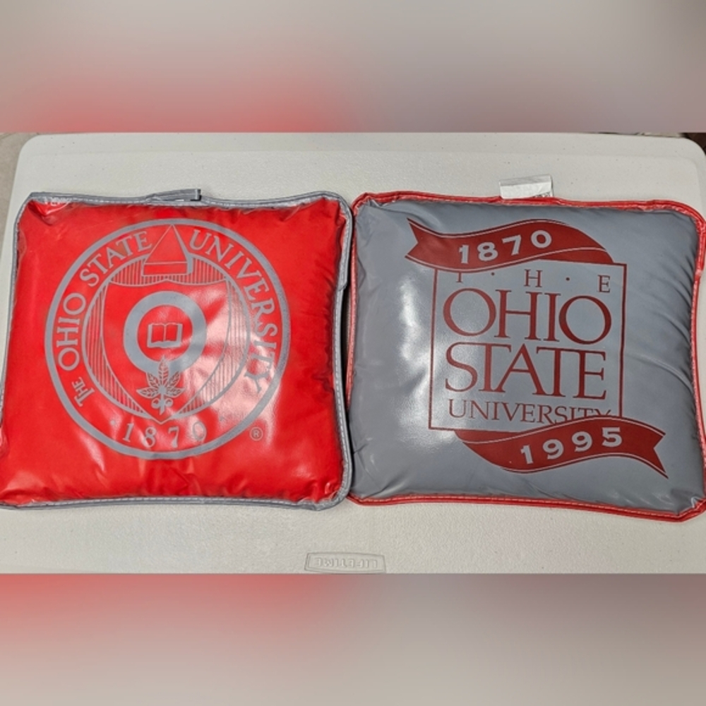 Ohio State University Stadium Cushions Pair Red Gray 1995 Carmen Ohio 13in
